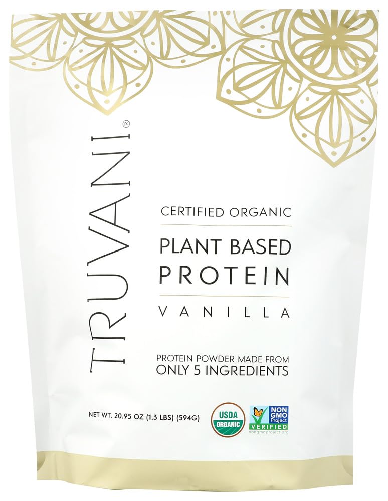 Truvani Organic Plant Based Protein Powder | Vanilla | 18 Servings