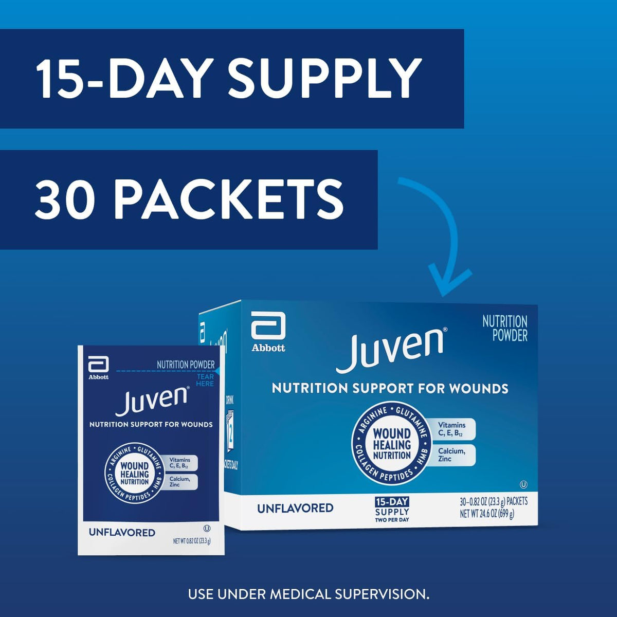 Juven Nutrition Support for Wound Healing, Unflavored, 30ct