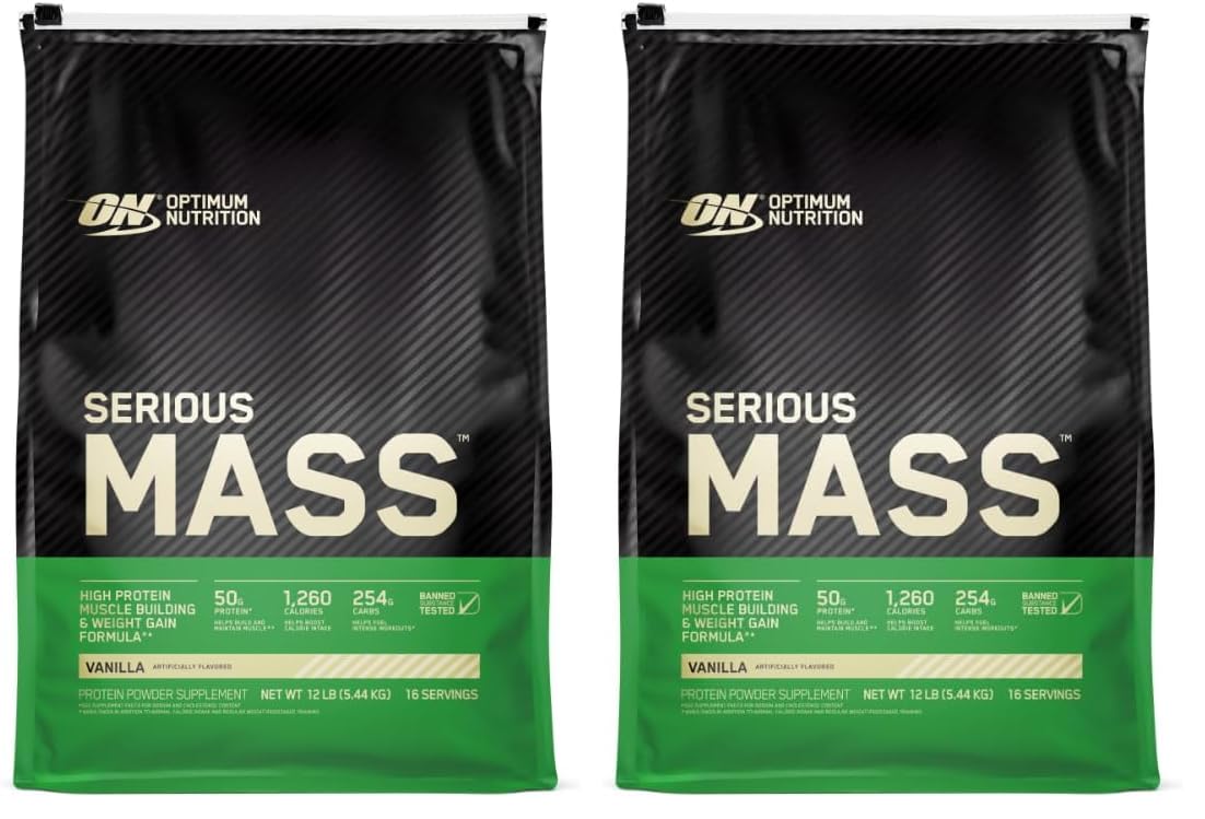 Optimum Nutrition Serious Mass Weight Gainer Protein Powder, Chocolate, 6LB