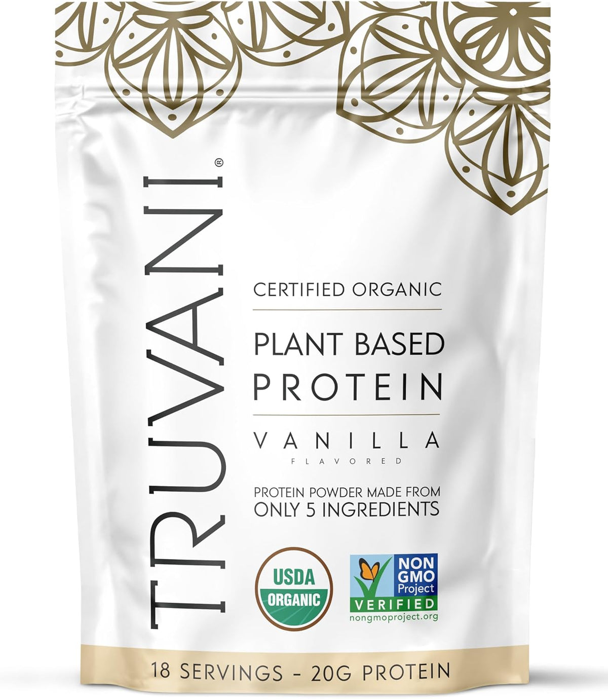 Truvani Organic Plant Based Protein Powder | Vanilla | 18 Servings