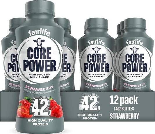 Core Power Elite High Protein Shake, Strawberry, 42g Bottle, 14oz, 12 Pack