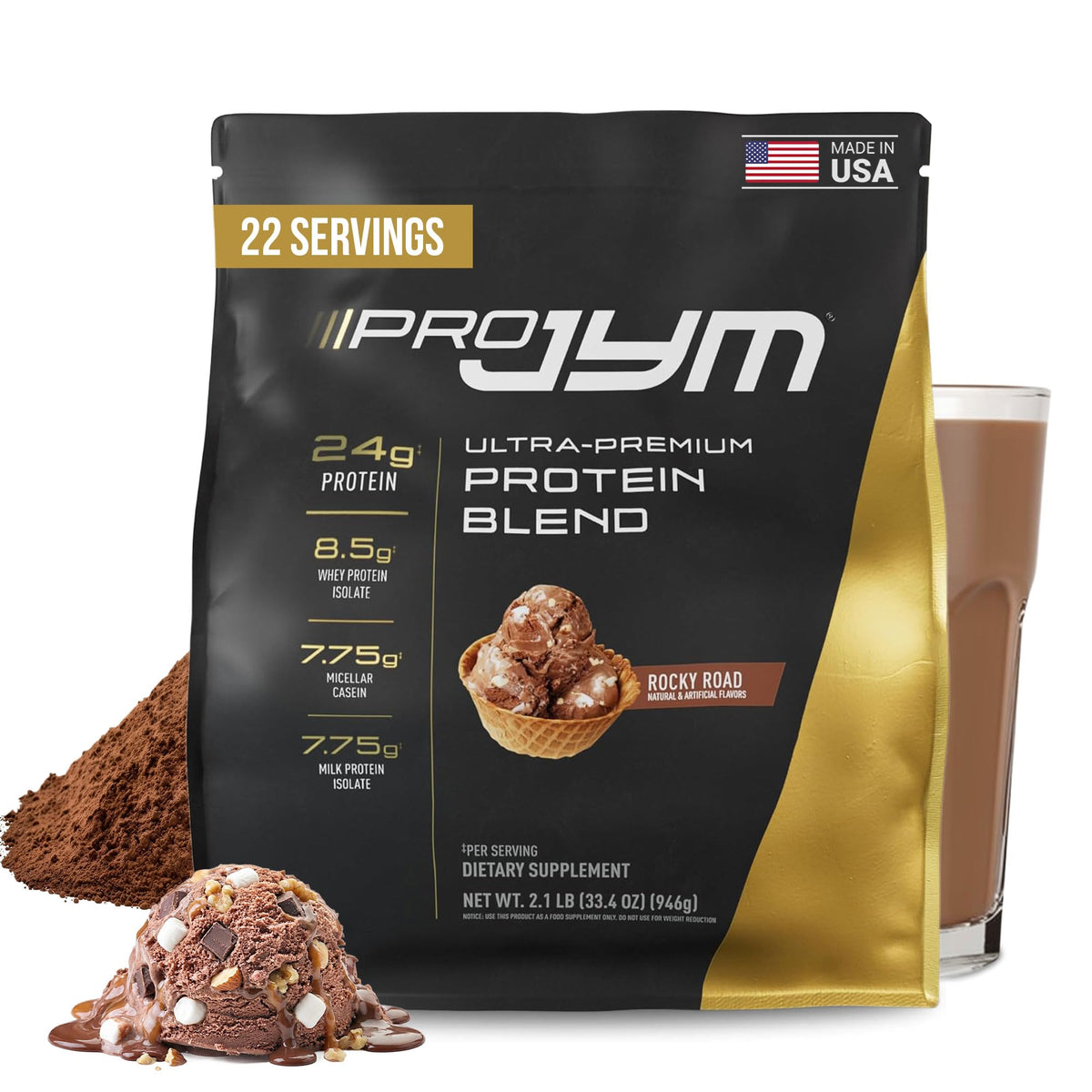 JYM Tahitian Vanilla Bean Whey & Casein Protein Powder, 1.7 lb, 22 Servings