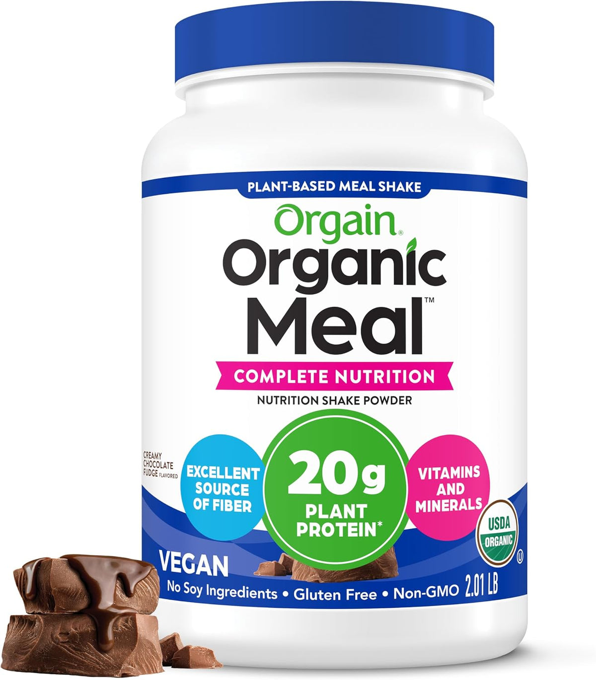 Orgain Organic 20g Meal Protein Powder, Vegan, Chocolate Fudge, 2.01 lb