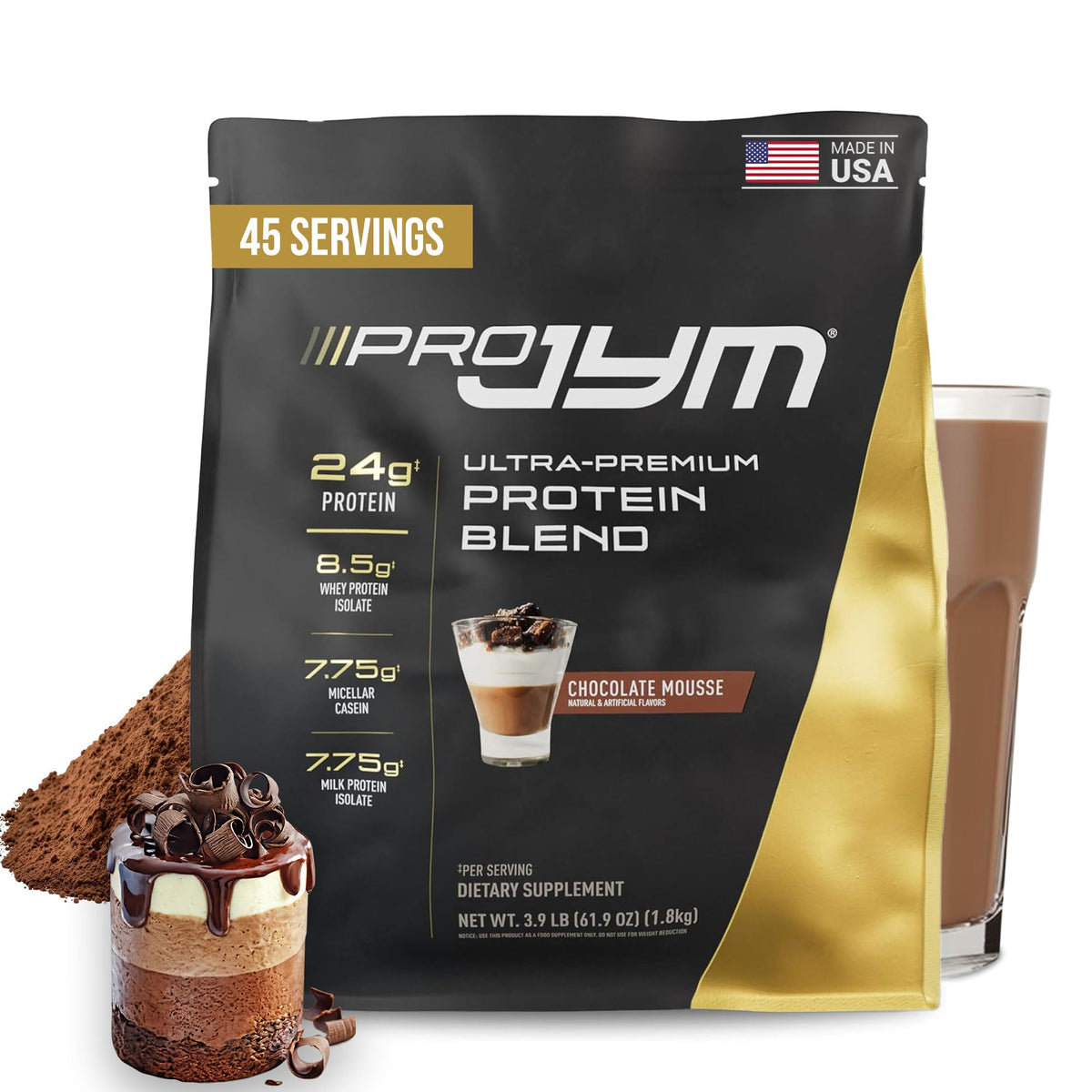 JYM Tahitian Vanilla Bean Whey & Casein Protein Powder, 1.7 lb, 22 Servings