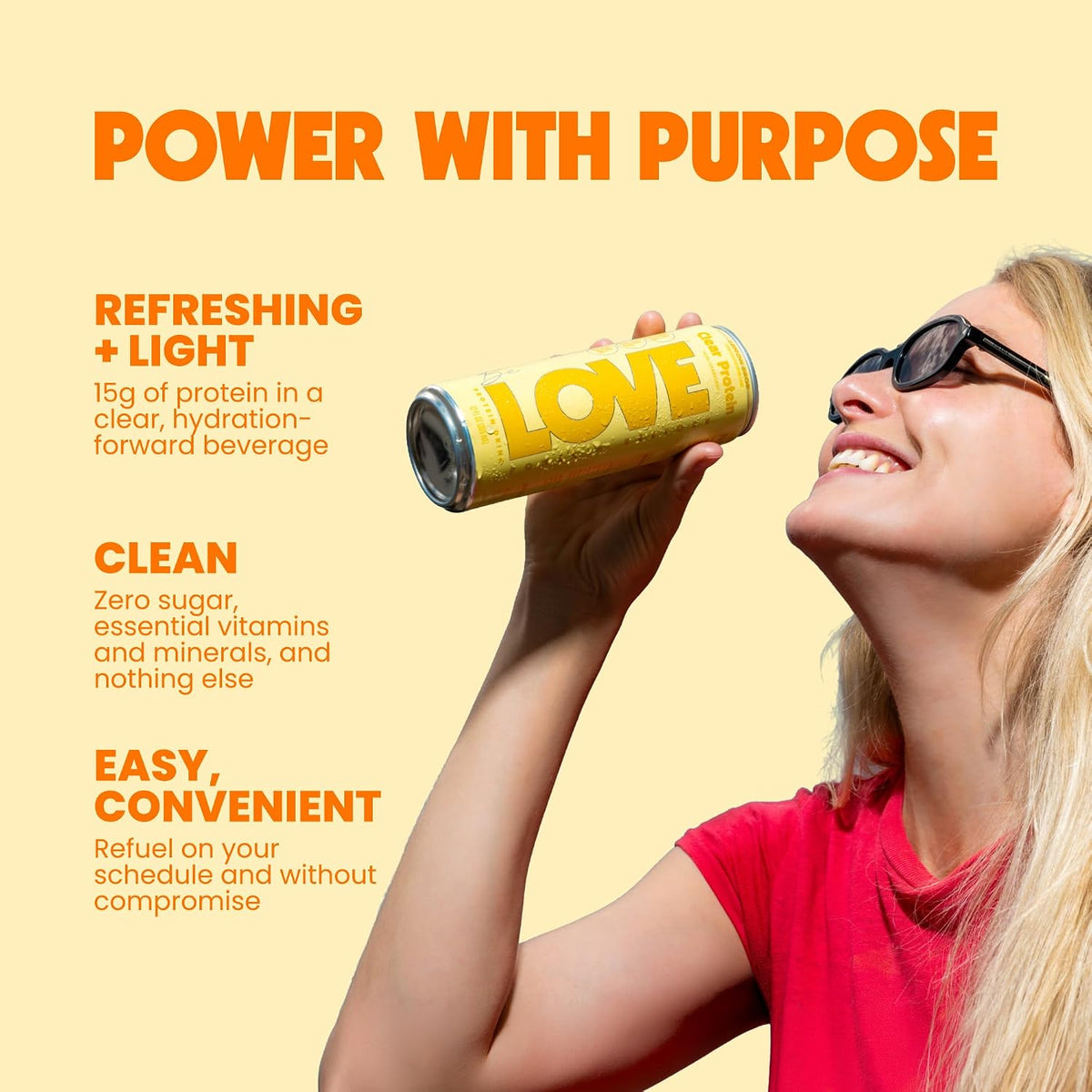 Be LOVE™ Clear Protein Drink – 15g Whey Isolate and Collagen for Clean, Refreshing Nutrition – Zero Sugar, 100% DV Vitamin B6, C, Biotin, Zinc – Ready to Drink 12 fl oz (Pack of 12) (Lemon Drop)