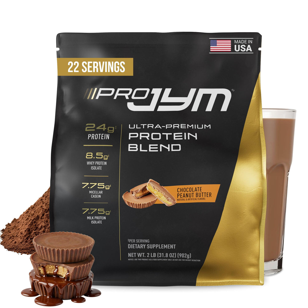 JYM Tahitian Vanilla Bean Whey & Casein Protein Powder, 1.7 lb, 22 Servings