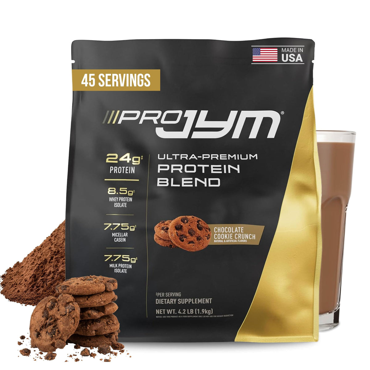 JYM Tahitian Vanilla Bean Whey & Casein Protein Powder, 1.7 lb, 22 Servings