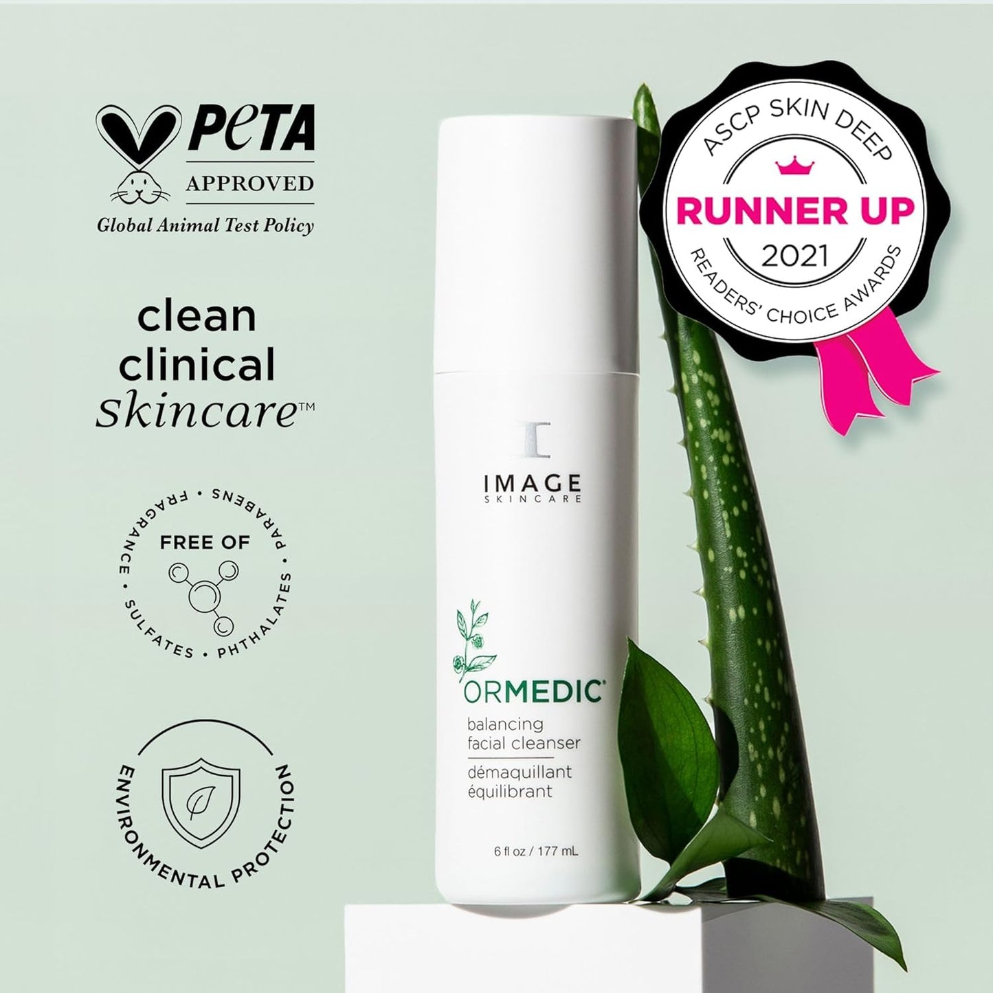 IMAGE Skincare, ORMEDIC pH Balancing Facial Cleanser, Hydrating and Mild Foaming Face Wash with Aloe Vera, 6 fl oz