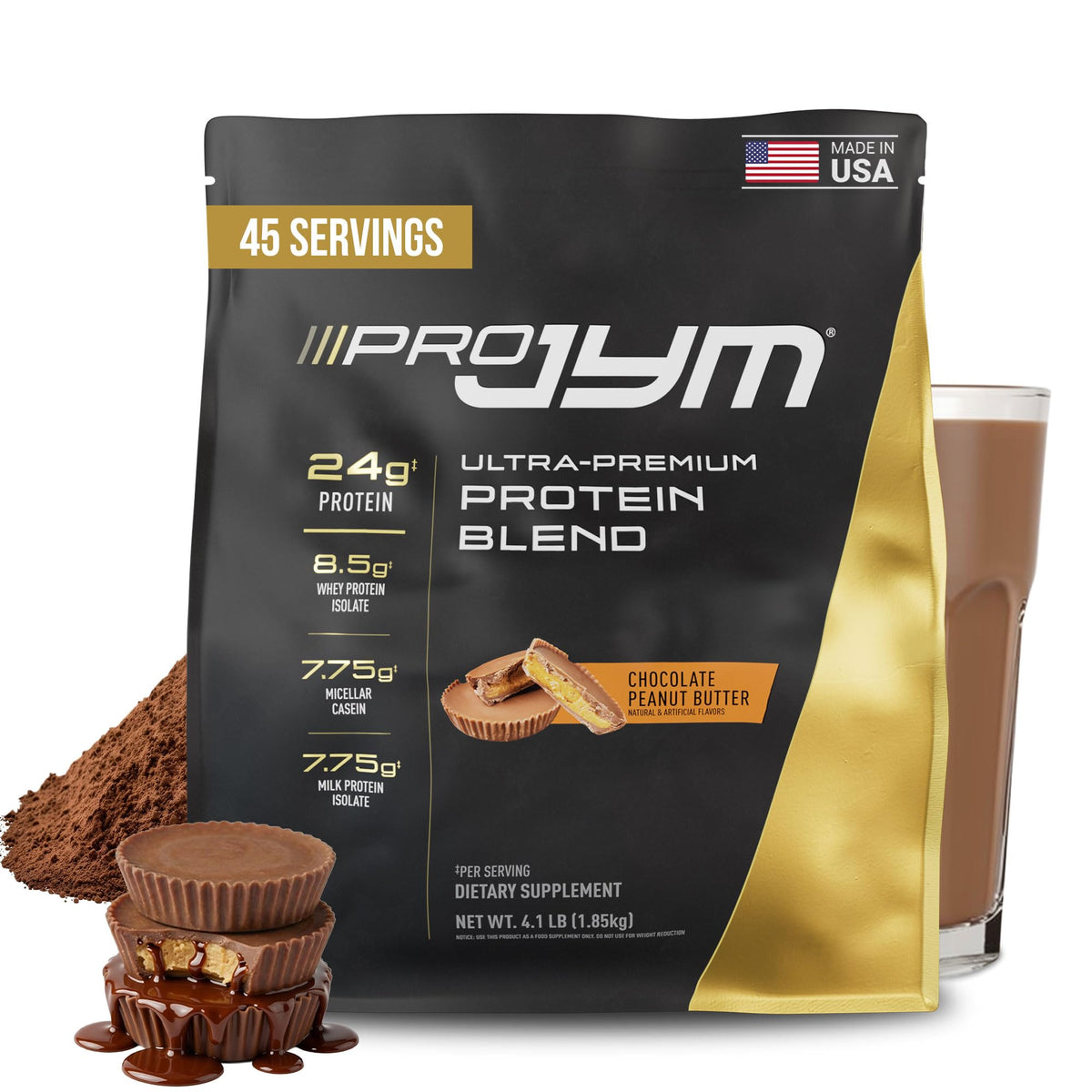 JYM Tahitian Vanilla Bean Whey & Casein Protein Powder, 1.7 lb, 22 Servings