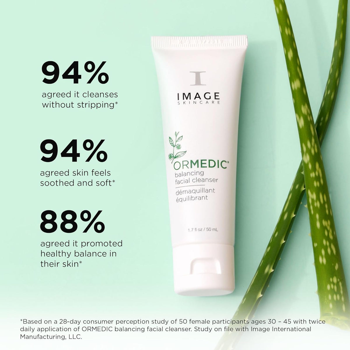 IMAGE Skincare, ORMEDIC pH Balancing Facial Cleanser, Mild Foaming and Hydrating Face Wash with Aloe Vera, 1.7 fl oz