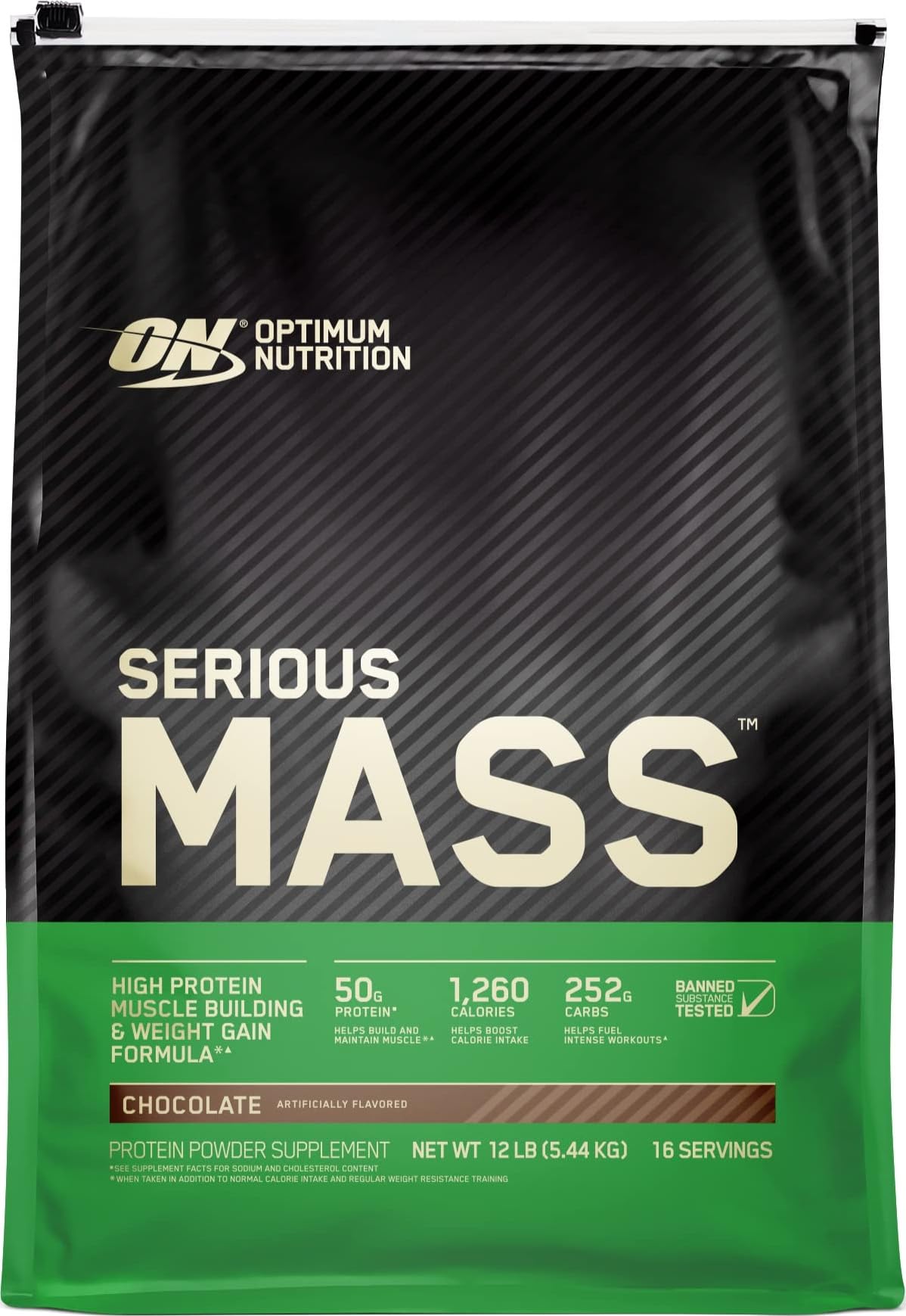 Optimum Nutrition Serious Mass Weight Gainer Protein Powder, Chocolate, 6LB