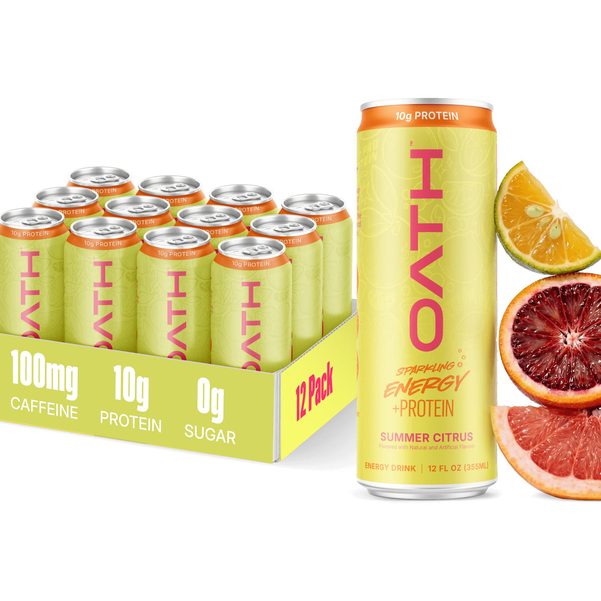 Oath Nutrition Sparkling Energy + Protein Drink, Wild Berry Flavored, Sugar-Free Energy Drink with 10g of Complete Protein, 100mg of Natural Caffeine, 12 Ounces (12 Pack)