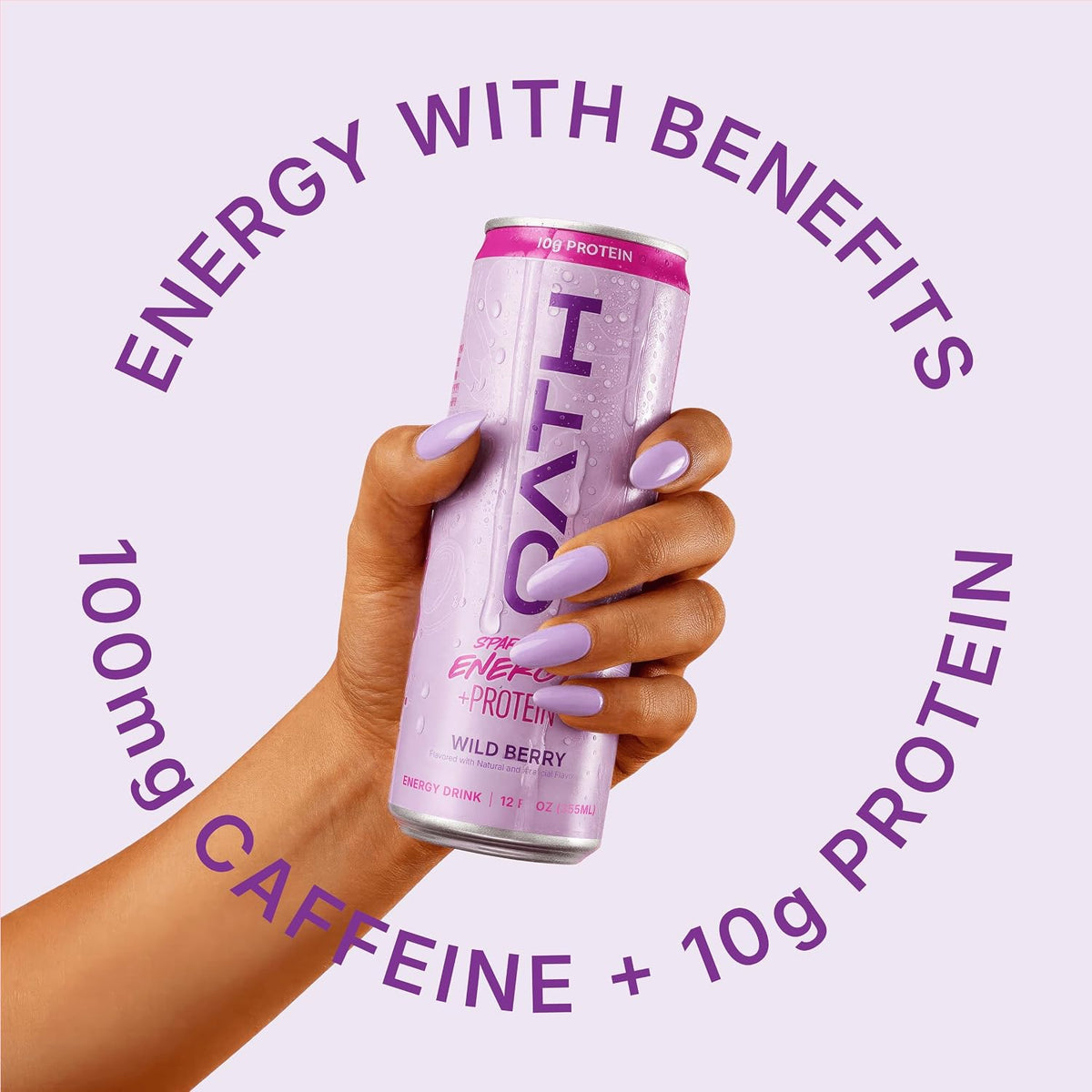 Oath Nutrition Sparkling Energy + Protein Drink, Wild Berry Flavored, Sugar-Free Energy Drink with 10g of Complete Protein, 100mg of Natural Caffeine, 12 Ounces (12 Pack)