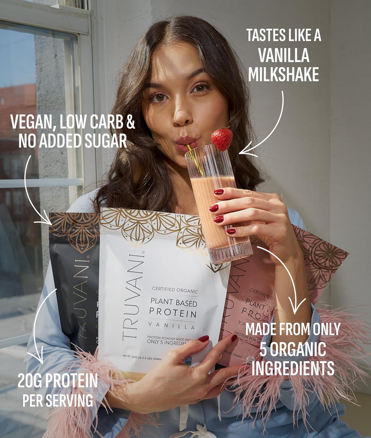 Truvani Organic Plant Based Protein Powder | Vanilla | 18 Servings