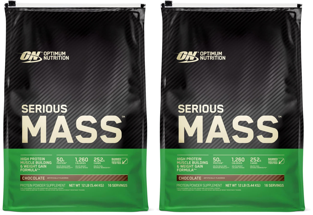 Optimum Nutrition Serious Mass Weight Gainer Protein Powder, Chocolate, 6LB