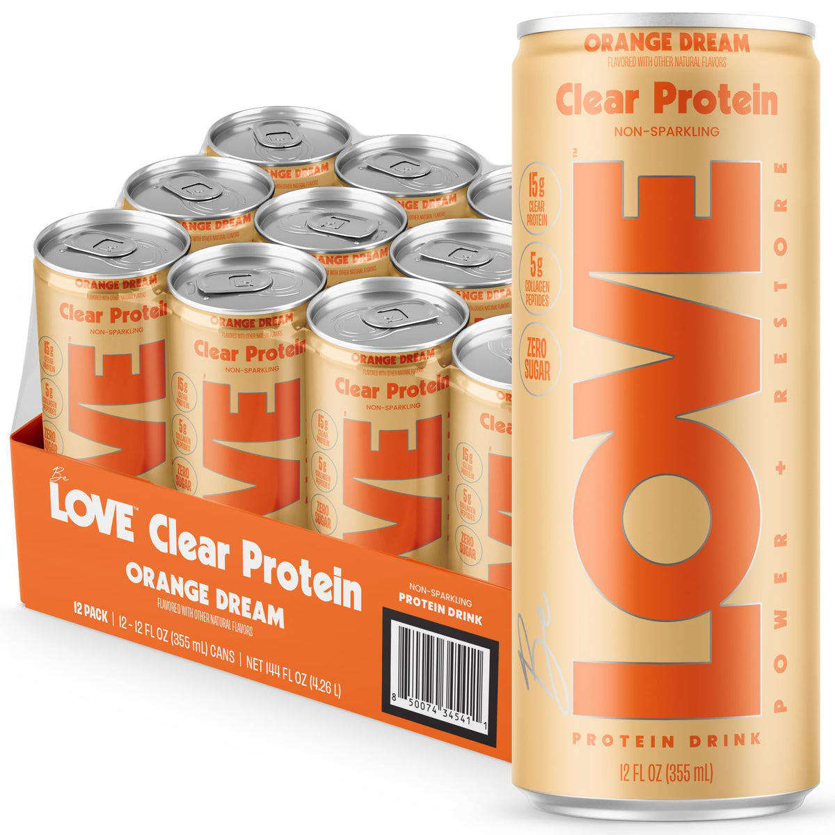 Be LOVE™ Clear Protein Drink – 15g Whey Isolate and Collagen for Clean, Refreshing Nutrition – Zero Sugar, 100% DV Vitamin B6, C, Biotin, Zinc – Ready to Drink 12 fl oz (Pack of 12) (Lemon Drop)