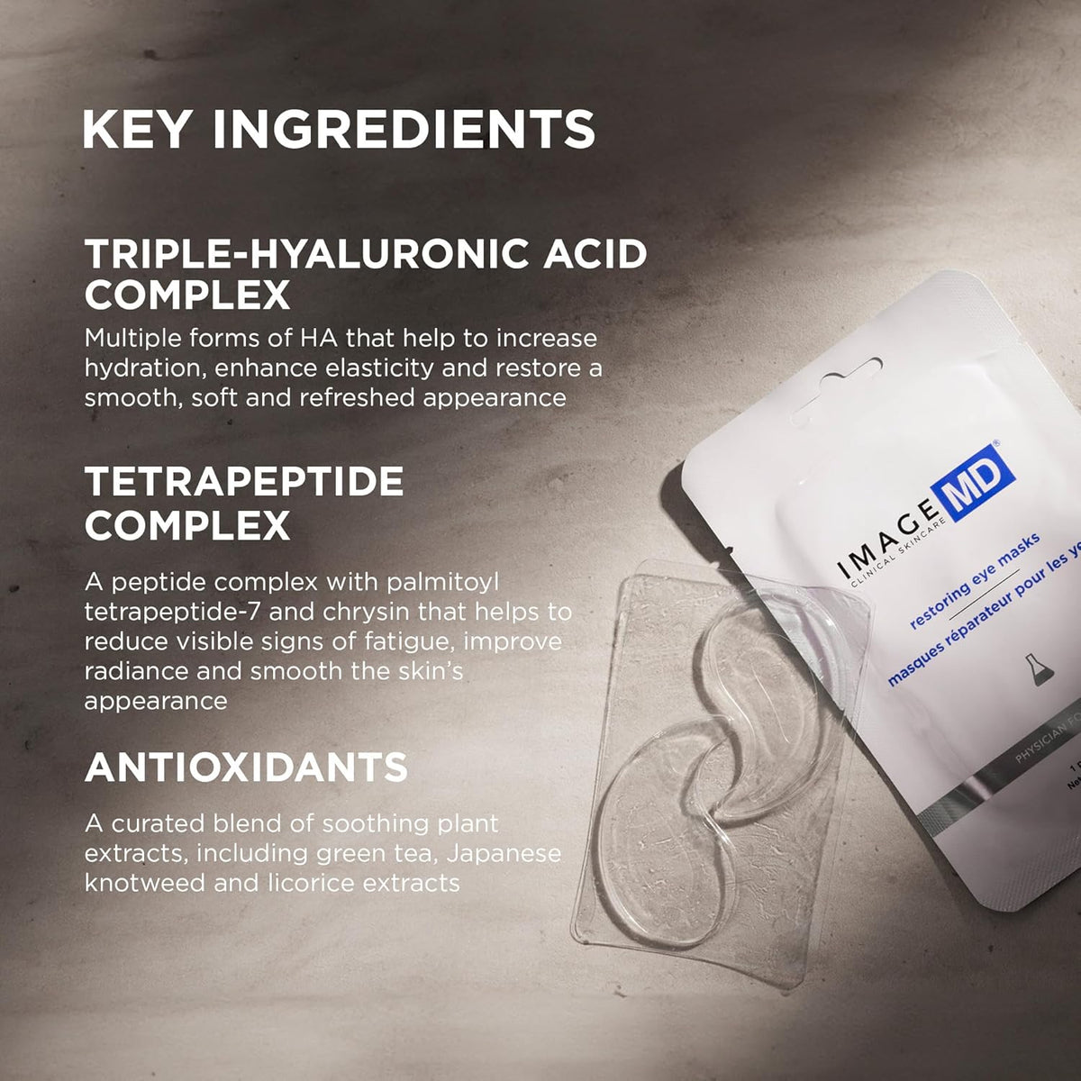 IMAGE Skincare, IMAGE MD Restoring Eye Masks, Hydrating Hydro-Gel Under Eye Masks, 3x Hyaluronic Acid Visibly Firms and Hydrates