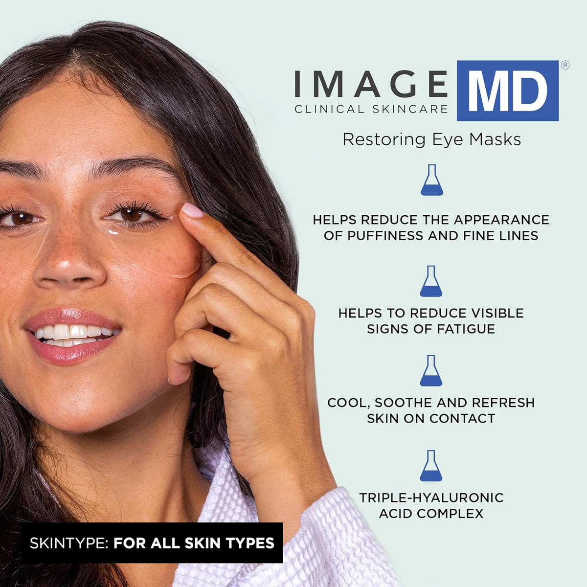 IMAGE Skincare, IMAGE MD Restoring Eye Masks, Hydrating Hydro-Gel Under Eye Masks, 3x Hyaluronic Acid Visibly Firms and Hydrates