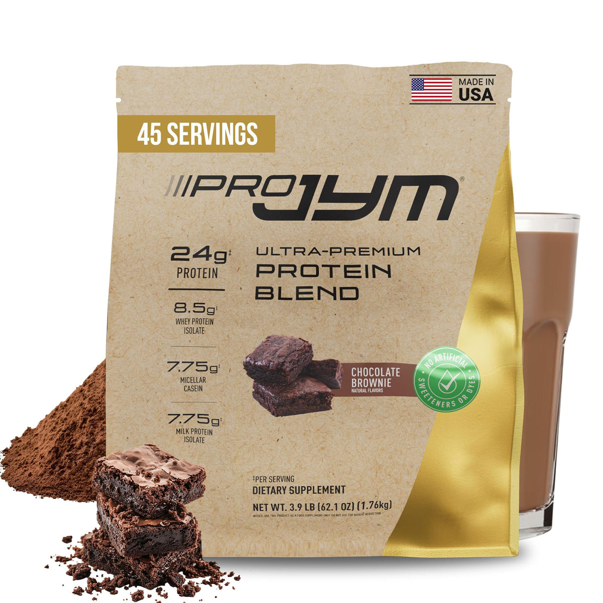 JYM Tahitian Vanilla Bean Whey & Casein Protein Powder, 1.7 lb, 22 Servings