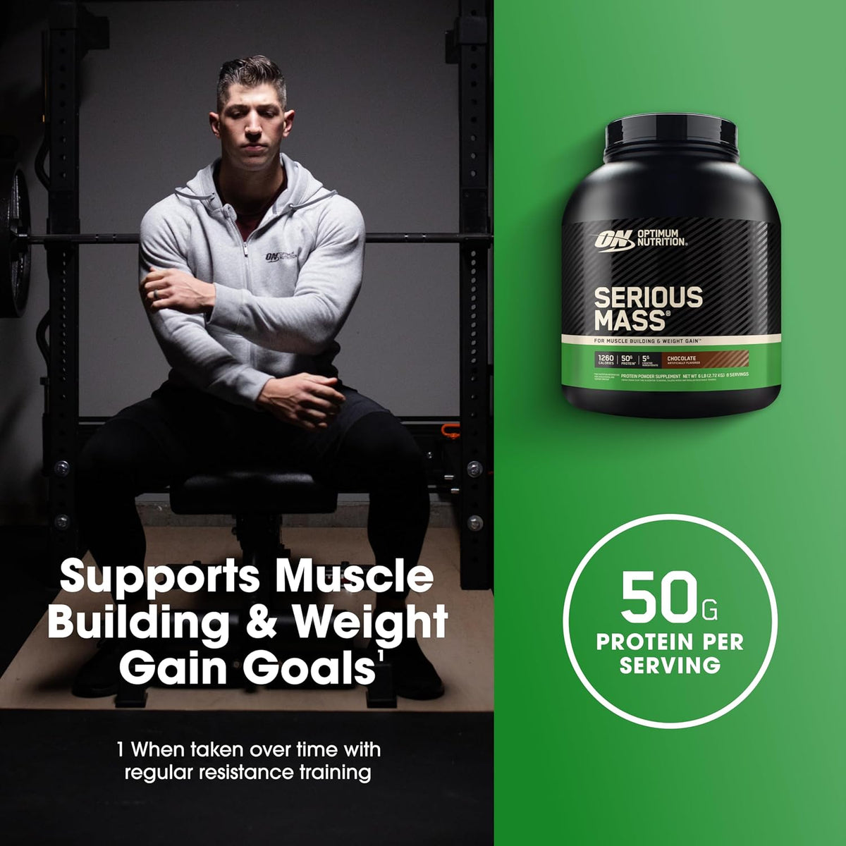 Optimum Nutrition Serious Mass Weight Gainer Protein Powder, Chocolate, 6LB